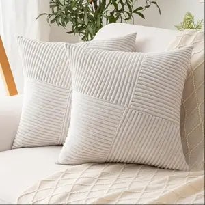Soft Touch Cushion Covers Set of 2, 18x18 Inch Zippered Sofa Pillows, Pure Color Design for Living Room & Bedroom Decor, Home Textile
