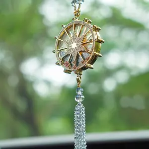 Car Rearview Mirror Ornament Ferris Wheel Crystal Ornament High End Elegant