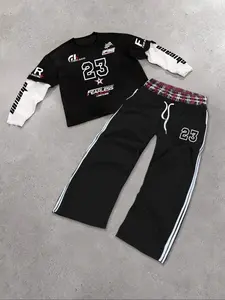 Men's Regular Fit Star Print Long Sleeve Tee & Pocket Pants Set, Casual Fashion Breathable Outfits for Daily Outdoor Wear, Men's Clothes for All Seasons