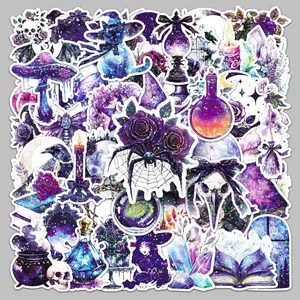 50pcs Laser Magic Witch Series Stickers, Decal Sticker, Suitable for Faith Based Designs Such As Scrapbooks, Diaries, Laptops, Water Bottles, Cars, Etc., As Gifts with Positive Information