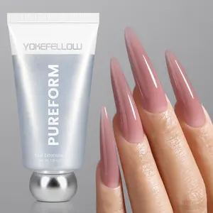 YOKEFELLOW PUREFORM Extension Nail Gel Salon Quality HEMA-Free TPO-Free TMPTA-Free Safe Formula PF05 Smoky Rose Nail Extension Builder Gel 50g/1.76oz Long Lasting Poly Nail Gel with Nail Molds Nail Art Tool Unique Manicure Gifts for Mother Wife Girlfriend