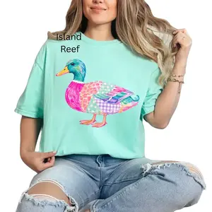 Colorful Patchwork Mallard Duck, Summer, Girly, Mallard Duck, Patchwork T-shirt