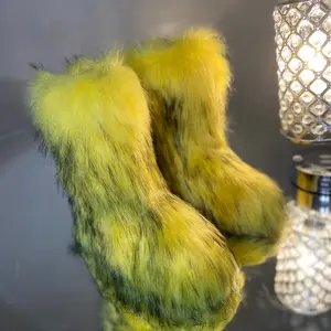 Yellow Custom Fur Boots Women Footwear