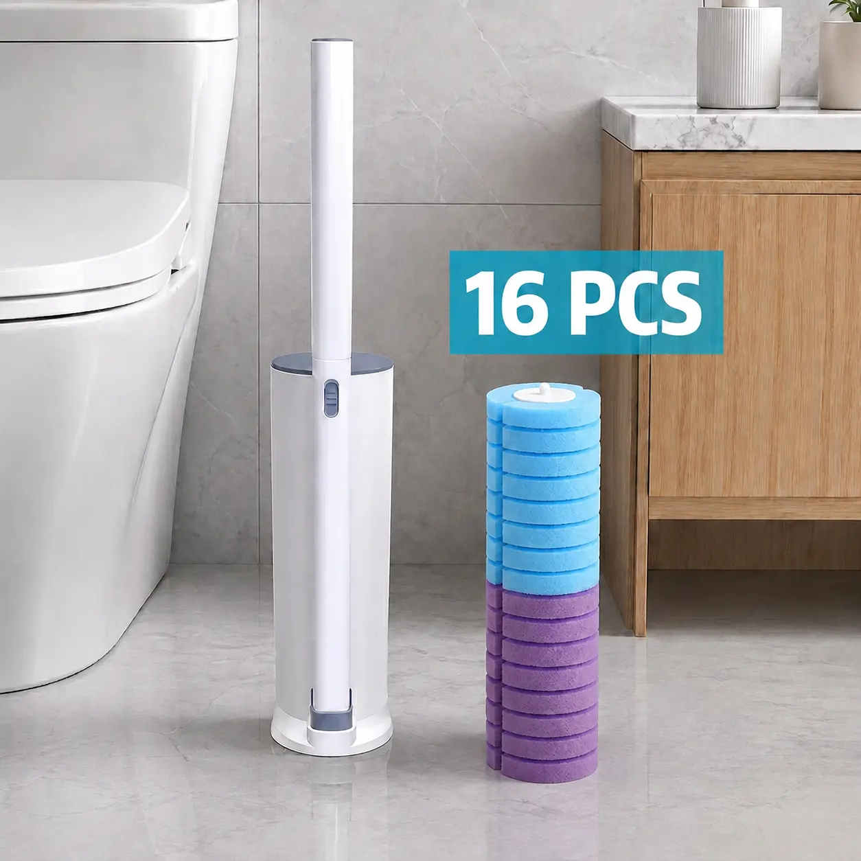 1  Toilet Brush + 16 Refills