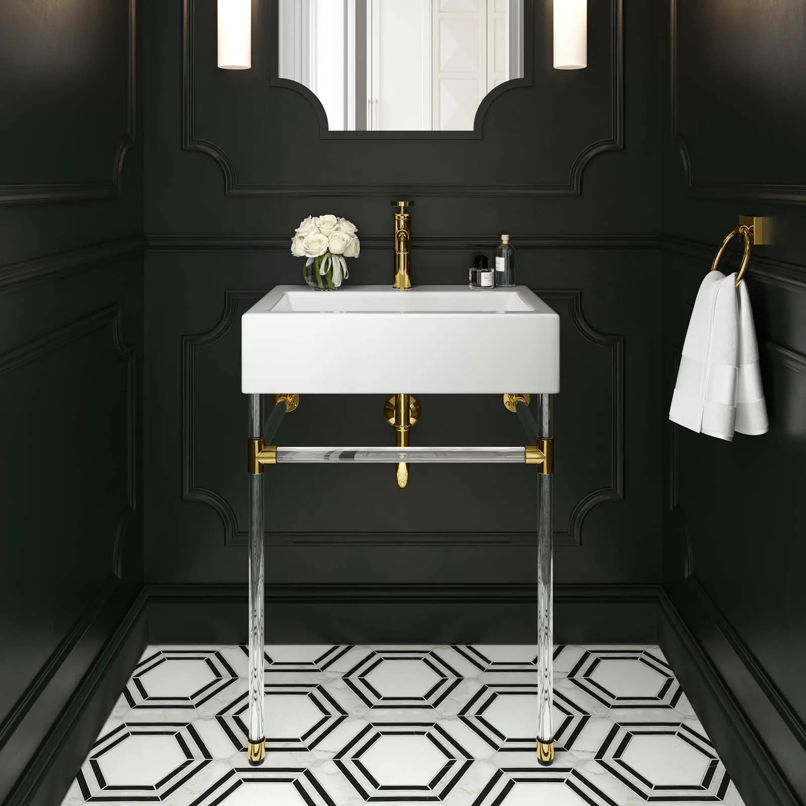 Modway Redeem 24" Acrylic Wall-Mount Bathroom Vanity in Clear White