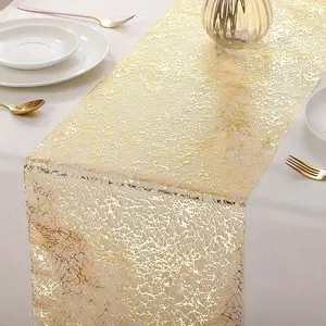 1pc Gold Table Runner, Glittery Metallic Table Runner For Birthday, Wedding, Home Centerpiece Decor, Light Luxury Polyester Fiber