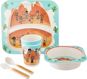 Colorfull Plates Kids Dinnerware set Western Theme