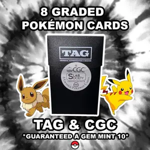 Slab Society | 8 Graded Pokémon Slabs  Guaranteed Gem Mint 10 Hit! TAG & CGC Certified | Any Grade 1-10 Possible  Live Chaos • Unlimited Buys • Stack Your Slabs!