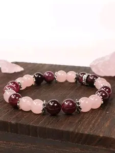 Self-Care Meaningful Bracelet, Handmade Quartz Strawberry Garnet Beaded Necklace, Unisex Fashion Accessory for Men and Women