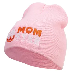 Pumpkin Momster Embroidered 8 inch Acrylic Short Blank Beanie