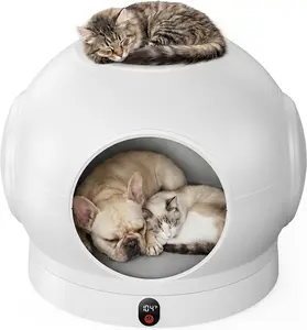 Smart Heated & Cooling Cat Bed for Indoor Cats and Small Dogs, Automatic Temperature-Controlled Pet Bed with Built-in Weight Scale, Enclosed Cat House with Replaceable Sticky Hair Mat for Year-Round Comfort
