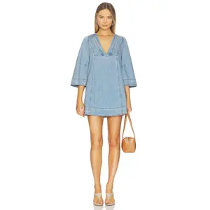 Free People Goldie Baloon Sleeve Dress in Celestial Blue