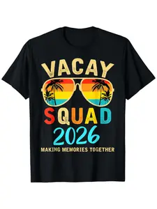 2026 Summer Vacation Family And Friends Trip Palm T-Shirt for The Vacation Squad, Comfortable Fit Men'S Tee, Crew Neck Style, Extremely Soft, Breathable, Moisture-Wicking, Casual Summer Tee, Essential Fashion Tee