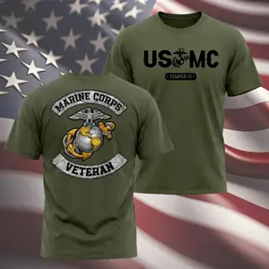 USMC 250 Independence T-Shirt, Patriotic Military Graphic Tee for Men & Women, Unisex USA Pride Shirt, Casual Cotton Blend Top