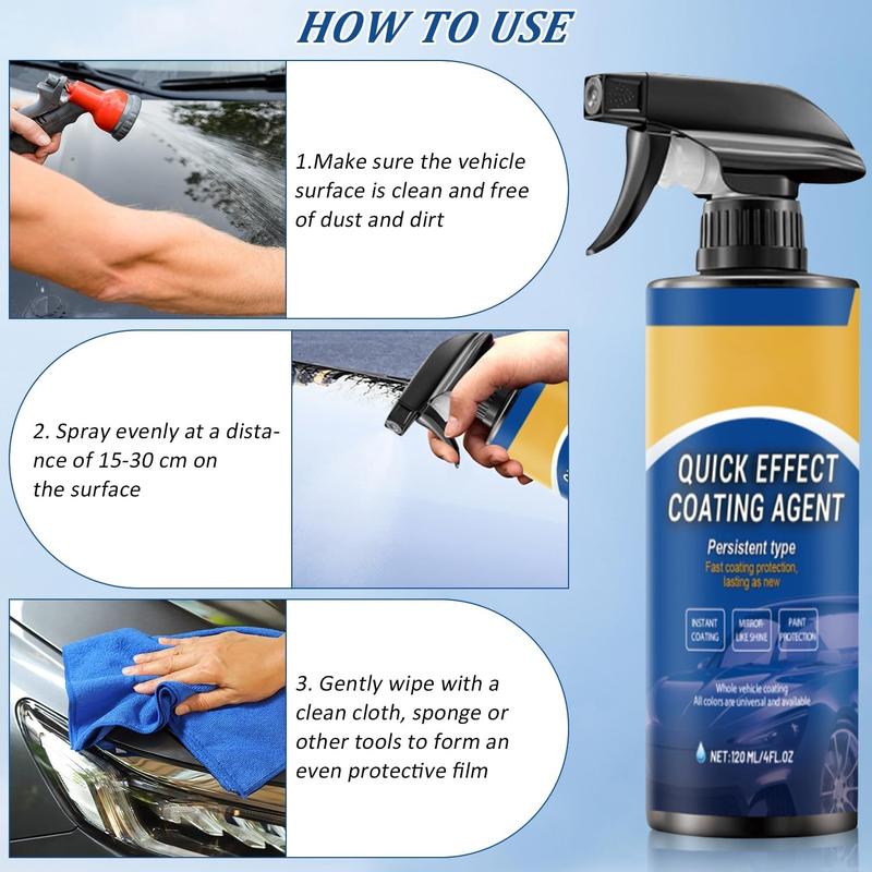 1 Pack Car Coating Spray, Spray Coating Agent, Fast Acting Coating, Car Scratch Wax Polishing Spray No Wash, Easy to Use, Multipurpose Oil Film Emulsion Glass Cleaner