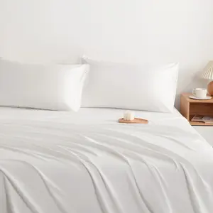 Embroidered Microfiber Bed Sheet Set, Super Soft and Cozy, Wrinkle, Fade, Stain Resistant, Deep Pocket Fitted Sheet, White