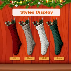Christmas Stockings, Large Woven Socks Personalized Christmas Hanging Socks Decoration with Name Tag for Festive Christmas Party Home Decoration (Red, White, Green，Gray.),Fashion Stockings