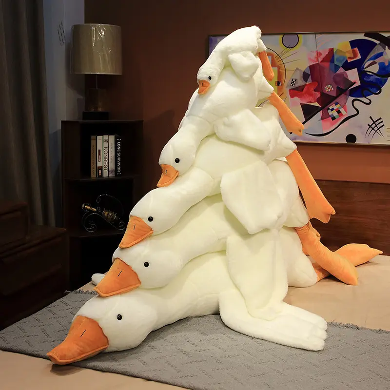 Large white goose-shaped plush toy pillow, goose-shaped inflatable pillow, recliner pillow, plush toy, cushion