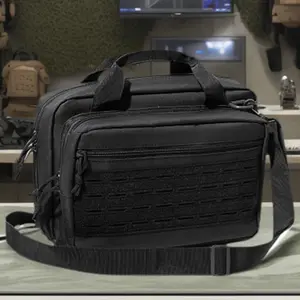 600D Oxford Cloth Water-Repellent Spacious Handgun Messenger Bag - Cotton-Lined, Multiple Pockets, Lockable Compartment, Lockable Zipper, Adjustable Straps, Hunting Accessories Tool Bag for Outdoor Hunting, Range Use