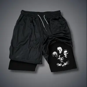 Ghost Clothing  Double-Layer Sports Shorts Graphic Shorts Black Shorts Camo Shorts Streetwear Shorts Men Outfits Men Short Shorts Vacation Outfits Shorts