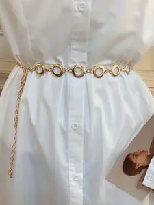 Women's Minimalist Plain Color Hollow Out Geometric Design Adjustable Belt, Casual Dress Belt, Fashion Alloy Waistband for Dress & Jeans, Daily Clothing Decoration