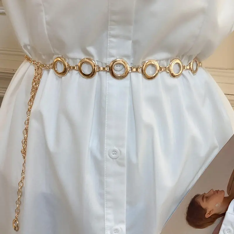 Women's Minimalist Plain Color Hollow Out Geometric Design Adjustable Belt, Casual Dress Belt, Belts for Dresses, Fashion Alloy Waistband for Dress & Jeans, Daily Clothing Decoration, Fashion Belts