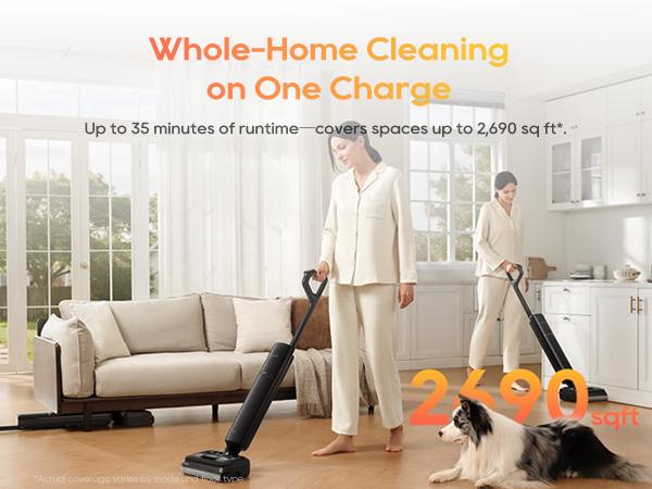 [New Launch] DREAME Aero Wet Dry Vacuum Cleaner, All-in-ONE Vacuum Mop for Wet & Dry Messes, 0 Hair Residue Great for Pet Owners, One-Press Self-Clean, 180° Lie Flat, 35mins Runtime for Hard Floor Cleaning