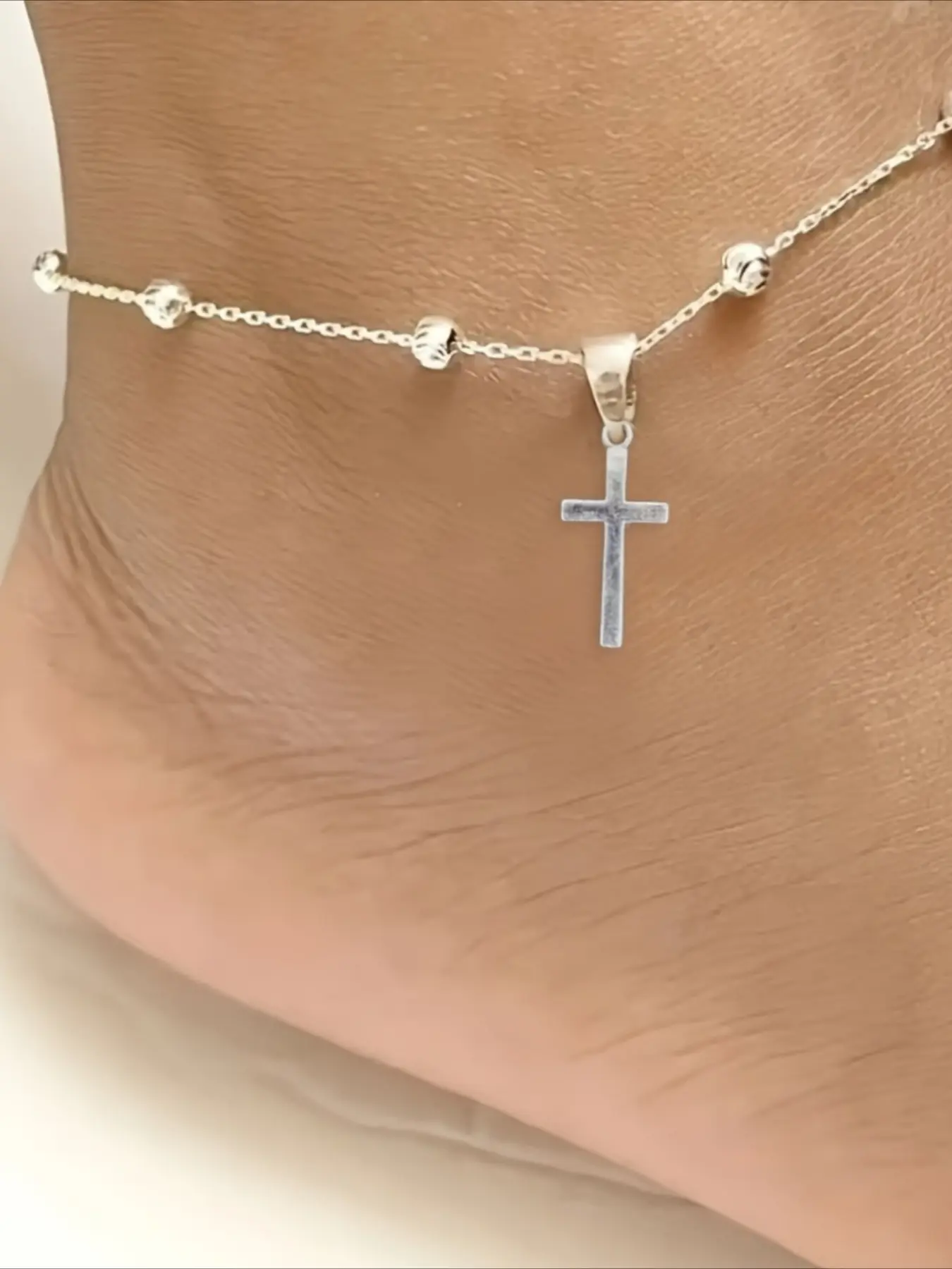 1 piece of new millet bead anklet simple ins style stainless steel anklet for women Adjustable anklet Fashionable Jewelry Accessories Fashionable Accessory