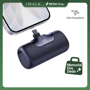iWALK 5500mAh Mini Mobile Battery Power Bank - 22.5W PD USB-C Fast Charging, Magnetic Plug, Digital Display, Built-in Chargeable Cable, USB-C In, for iPhone 17/16/15 Pro Max, iPad, Samsung S24/S23, Smartphone, Purse Mini Gadgets, Outdoor Use Portable