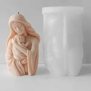 1pc Hugging Mother Of God Candle Making Silicone Mold Diy Mother Hugging Candle Aromatherapy Making Silicone Mold Fondant Cake Baking Mold Handmade Silicone