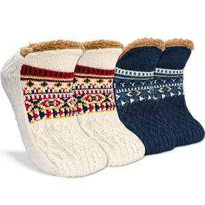 Men & Women's Indoor Slippers, Floor Socks with Lining, Non-Slip House Slippers Plush Slipper Socks - Thick Warm Indoor Floor Socks with Silicone Grips for Home & Sleeping