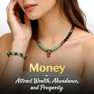 Money Attraction Bracelet and Money Attraction Necklace, Anniversary, Vacation &Theme Parties Jewelry Charms Abundance Crystal bracelet, Long Chain, Sweater chain,Crystal Protection Jewelry for Wealth Abundance