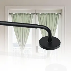 Magnetic Curtain Rods for Metal Door, 18 to 30 Inch Curtain Magnet Rod 3/8 Inch Diameter Magnetic Café Rod Adjustable Appliances for French Doors Cafe Window(Black, 1Pack)