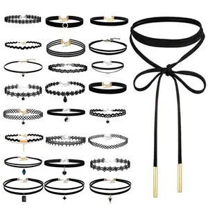 Jupwalz Black Choker Necklace Set for Women – A stylish collection of elegant choker necklaces, perfect for ladies seeking a chic and timeless accessory for any occasion.