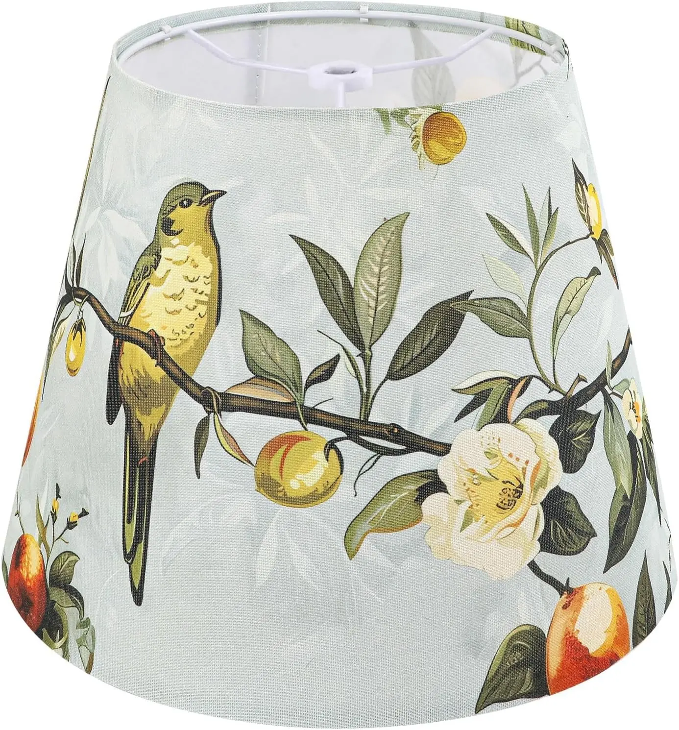 Bell Lamp Shades, Lampshade with Floral and Brids Print, 7.8 "Top x 13" Bottom x 10.3"Height, Spider Lampshades for Table, Floor Lamp, Home Decor, Easy Assembly