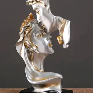 Personalized Resin Craft Ornament for Home, Office, Bookshelf Decor - 1pc Romantic Couple Kissing Figurine pieces