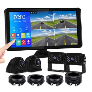 Vekooto RV Camera System, 4K Backup Camera with 10.36'' Touch Screen, Waterproof 4 AHD Rear Side View Camera, for Truck/Semi-Trailer/Camper/RV/Bus, 32GB Micro SD CardT9