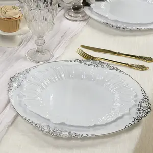 20-Pack White Reef Design Plastic Plates – 10" Dinner Party Plates – Elegant Disposable Tableware