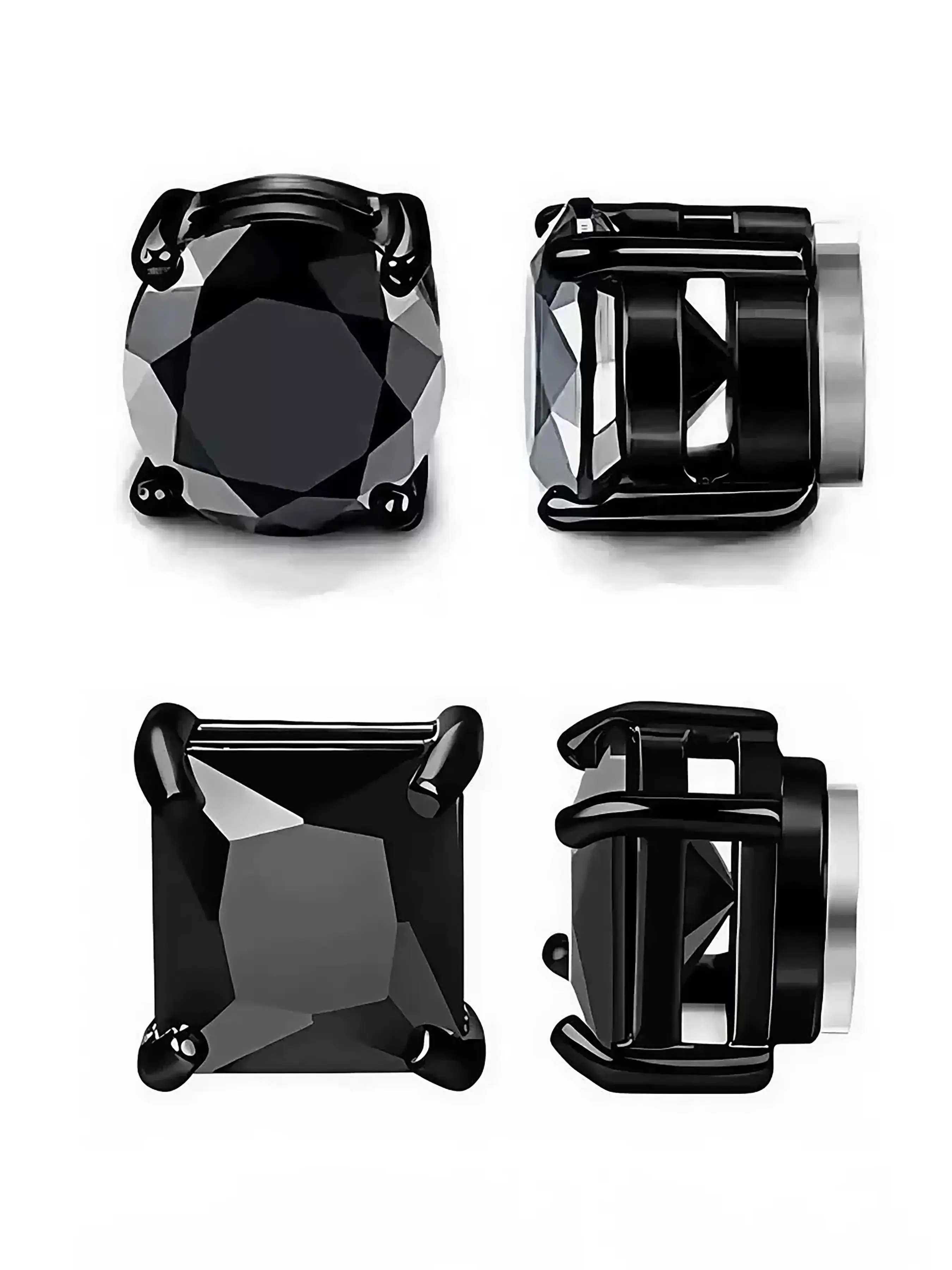 Zirconia Magnetic Stud Earrings Set, 4 Pcs Non Pierced Earrings Non Piercing Earrings No Piercing Required, Unisex Street Style Cool Fashion Jewelry, Classic Urban Look, Artificial Zirconia Earrings, Fashionable Earrings