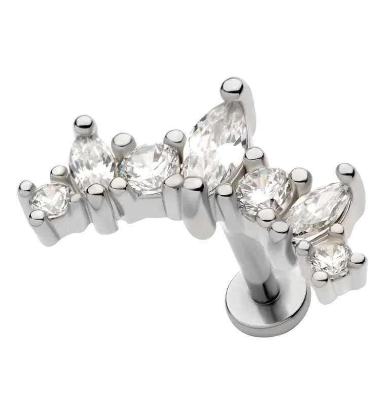 Seriate Clear CZ Stainless Steel Internally Threaded Labret