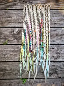 Pastel and Platinum Accent Set of Wool Dreadlocks
