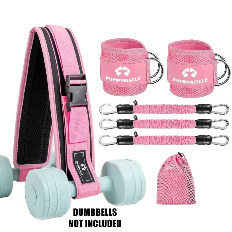 Hip Thrust Belt Ankle Resistance Bands Set, 1 Hip Thrust Belt + 2 Ankle Straps + 3 Resistance Bands + 1 Carry Bag, Glutes Workout Equipment, Ankle Bands for Working Out, Butt Exercise Fitness Equipment for Women, Home Gym Kit, Strength Equipment