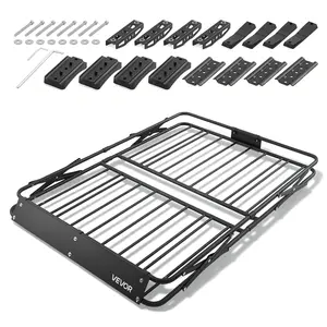 【Summervibes】VEVOR Roof Rack Cargo Basket, 46 x 36 x 4 in, Heavy Duty Roof Top Carrier Basket with Folding Design, 200 lbs Capacity, All-Weather Easy-Install Car Top Luggage Holder, Universal Fit for SUV Truck Car