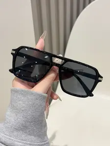 Fashionable Dual Bridge Multicolor Sunglasses, Modern Minimalist Style, Uv400 Protection, Ideal for Daily Commute, Outdoor Activities, Street Photography