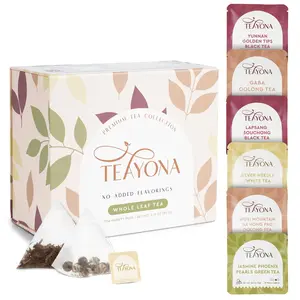 Teayona Premium Tea Variety Pack, 30 Pure Whole Leaf Tea Sachets, 6 Varieties