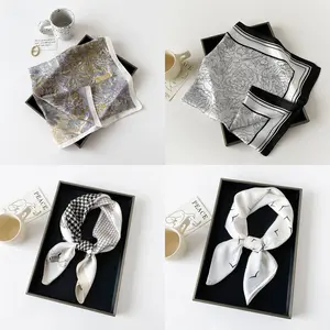 70 small square scarf gold-plated flowers printed ladies silk scarves noble and elegant temperament silk