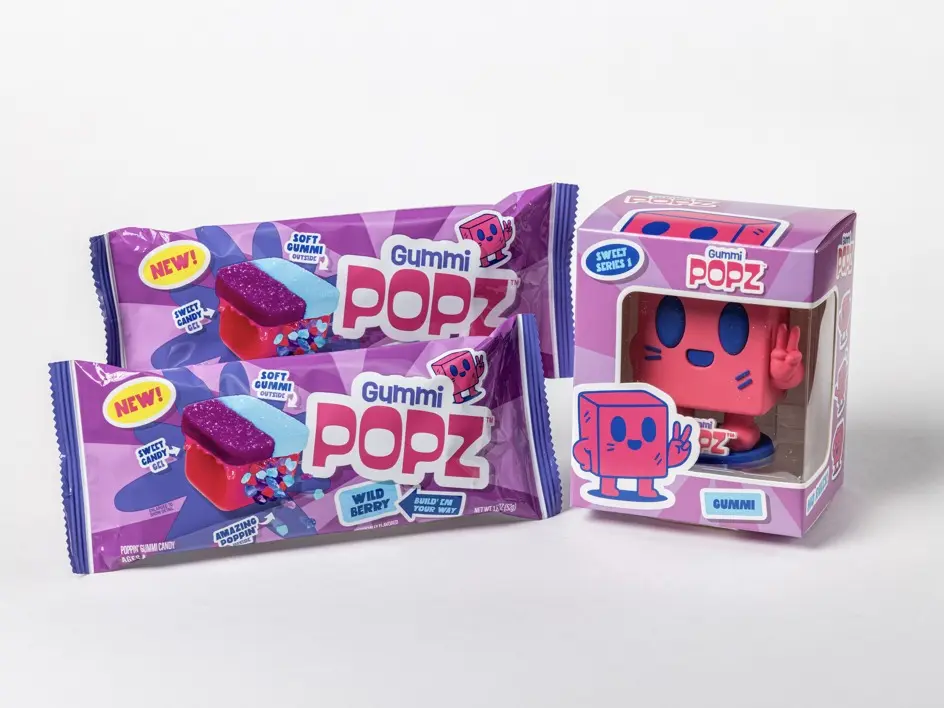 Gummi Popz Series 1 Sweet Surprise Pack – Gummi Collectible Toy + 2 Sweet Mixed Berry Popping Gummi Candy Packs Chewy