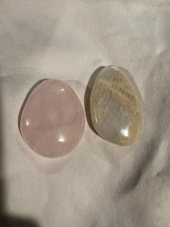Emotional Support Crystal Duo Set- Moonstone and Rose Quartz