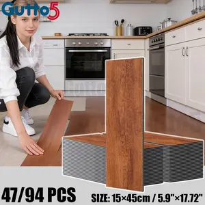 47/94 Self-Adhesive Wood Grain Floor Stickers, Thick Vinyl Material, Easy Peel and Stick, Ideal for Commercial and Home Use