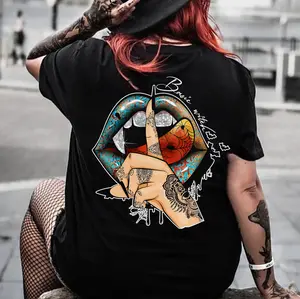Keep Silent Gothic Style Lips Print Women's tshirt ,hoodie, sweatshirt, Aesthetic tatoo merch summer outfits, style, streetwear, Nun top, vintage y2k graphic tees, Mother day